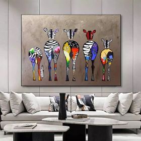 Hand Painted Oil Painting Abstract Colorful Zebra Living Room Hallway Bedroom Luxurious Decorative Painting (style: 1, size: 50x70cm)