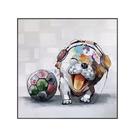 Cute Dog Baby Graffiti Oil Painting Abstract Art Animal Pet Canvas Posters Wall Pictures for Living Room Home Decoration (size: 90x90cm)