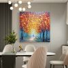 Hand Painted Oil Painting Abstract Romantic Forest Oil Painting On Canvas Large Wall Art Original Yellow Tree Landscape Art Custom Modern Living Room