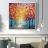 Hand Painted Oil Painting Abstract Romantic Forest Oil Painting On Canvas Large Wall Art Original Yellow Tree Landscape Art Custom Modern Living Room