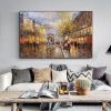 Handmade Oil Painting Paris city art painting People walking in the bustling streets of Paris Large Original Paris City Landscape oil painting Framele